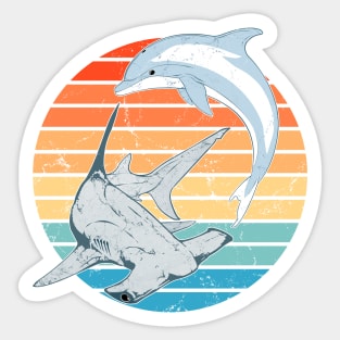 Hammerhead Shark and Dolphin Sticker